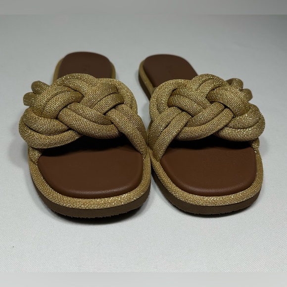 Sz 8 Rothy’s The Summer Sandal Gold Sun Knots Comfort Slides Sandals Worn 1X! - Picture 1 of 9